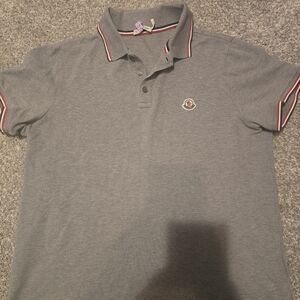 Moncler Polo Shirt in Gray with Red Accents